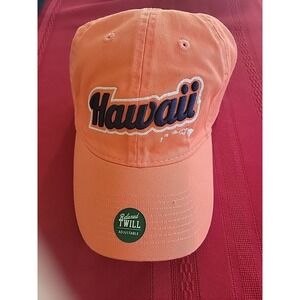 Hawaii Baseball Cap Hat. Orange Relaxed Twill Adjustable. 100% Cotton
